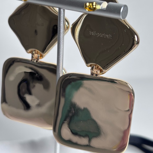 Self Portrait Revolve Mottled Gold Pearl Tiered Luxury Statement Earrings New - Picture 6 of 7